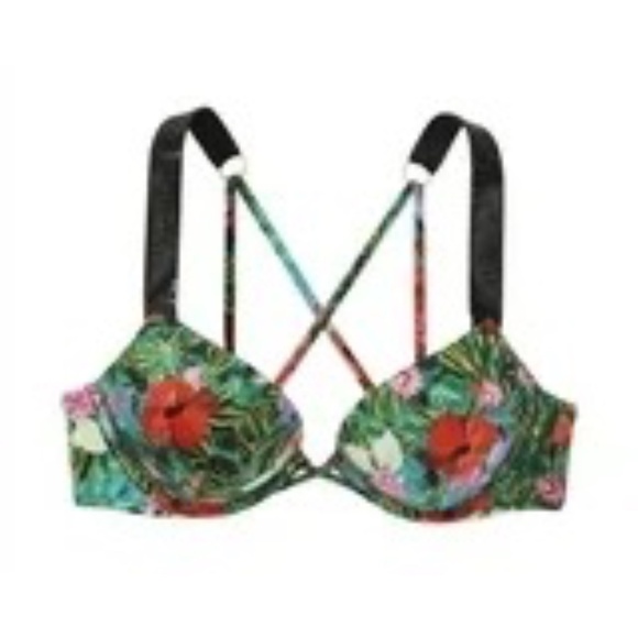 New! Victoria Secret Bombshell Push Up Brazilian Bikini Tropical 45613 - Picture 2 of 13